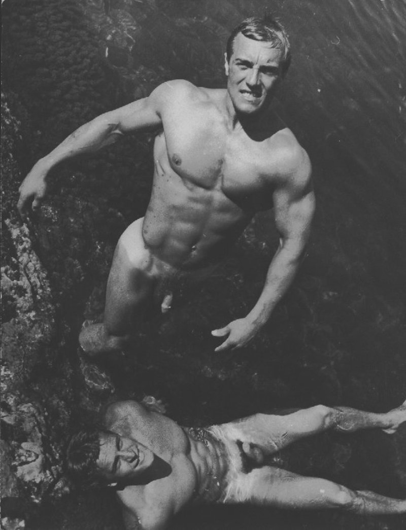 German physique model Helmut Riedmeier naked with a male friend