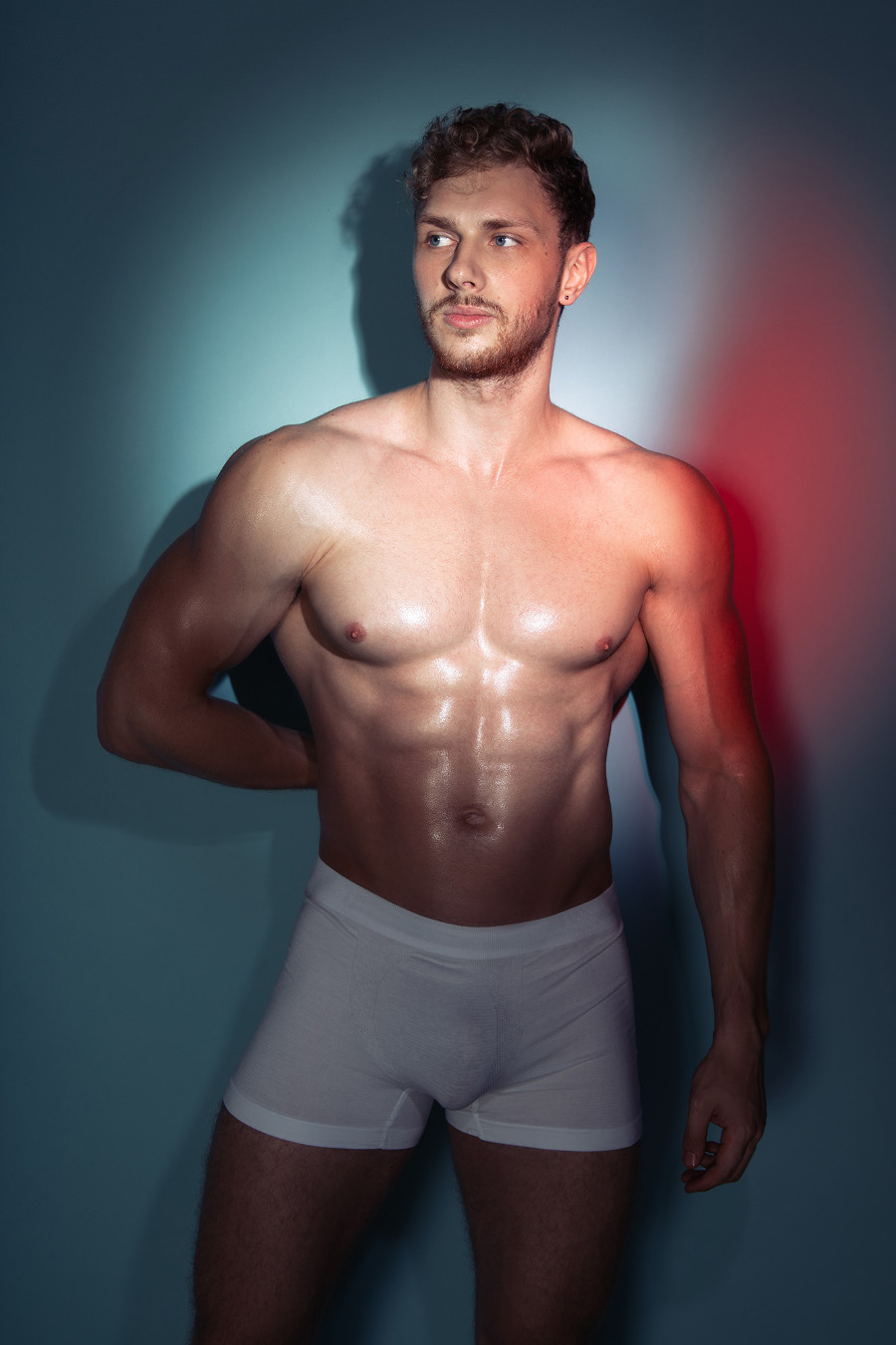Fedor King bulges in white boxer shorts