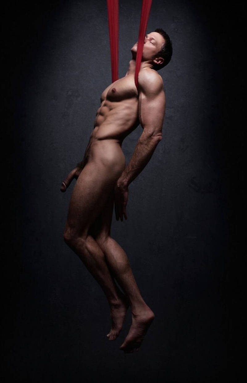 Handsome and fit Nathan Lewis showing his long jock cock
